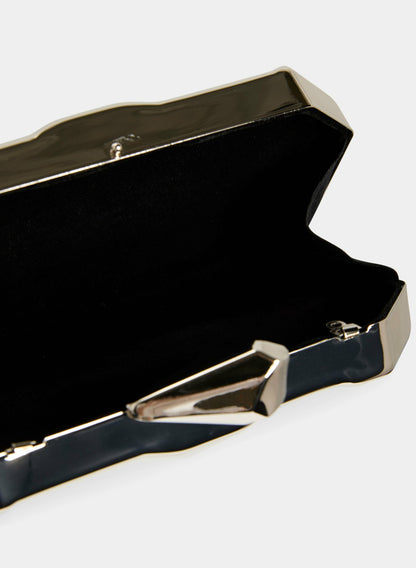 Women Embossed Metal Handbag Silver | Melanie Lyne