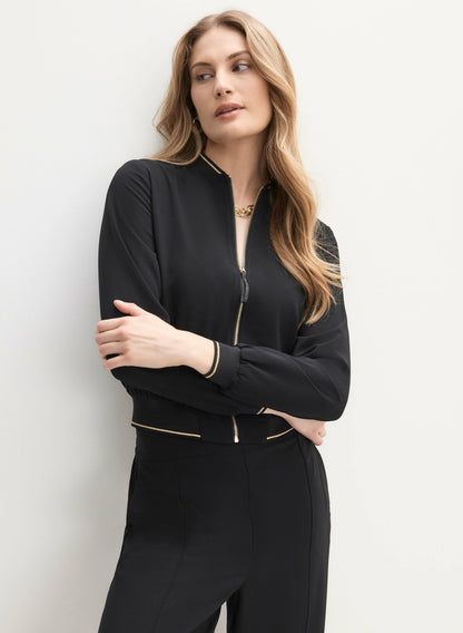 Women Contrast Trim Bomber Jacket Black | Melanie Lyne