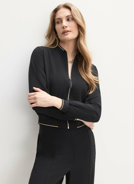 Women Contrast Trim Bomber Jacket Black | Melanie Lyne