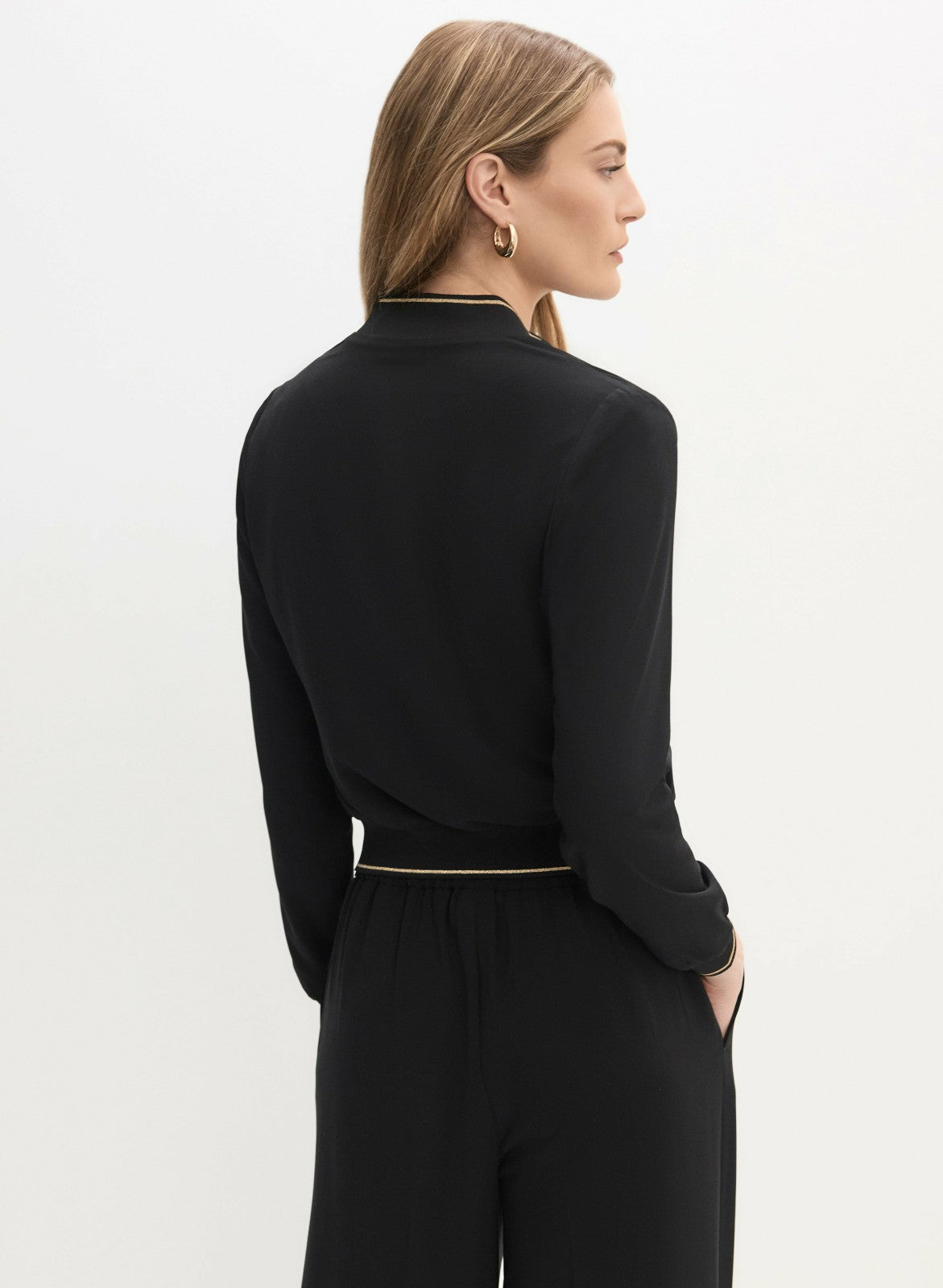 Women Contrast Trim Bomber Jacket Black | Melanie Lyne