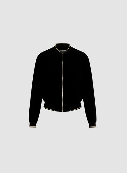 Women Contrast Trim Bomber Jacket Black | Melanie Lyne