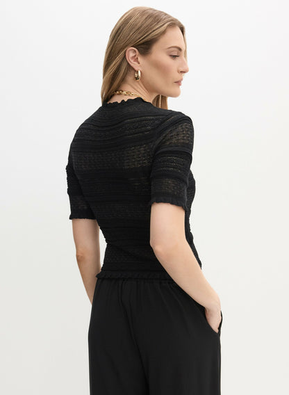 Women Ruffle Knit Pullover Black | Melanie Lyne