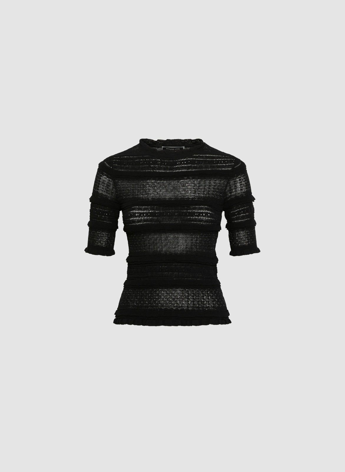 Women Ruffle Knit Pullover Black | Melanie Lyne