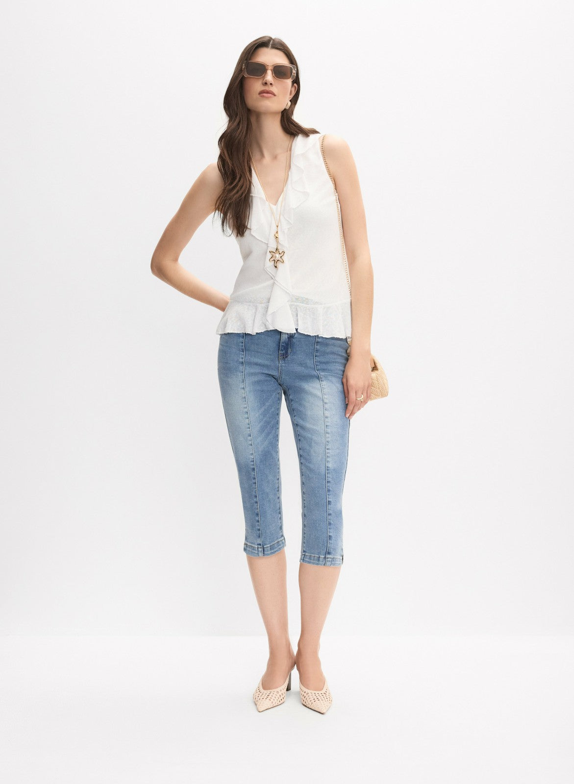 Women Ruffle Detail Top Porcelain | Melanie Lyne