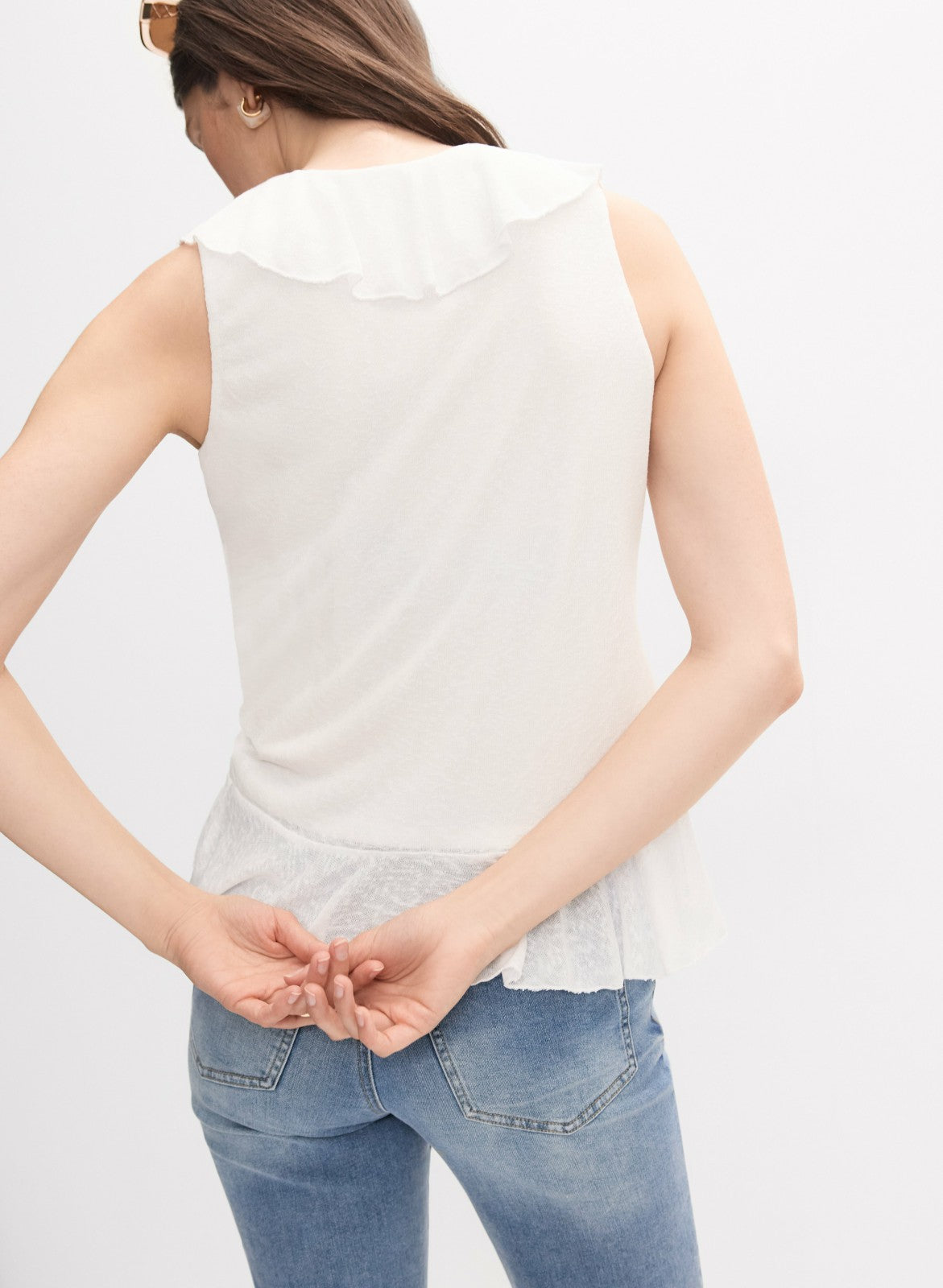 Women Ruffle Detail Top Porcelain | Melanie Lyne