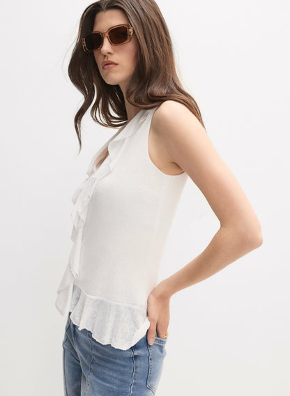 Women Ruffle Detail Top Porcelain | Melanie Lyne