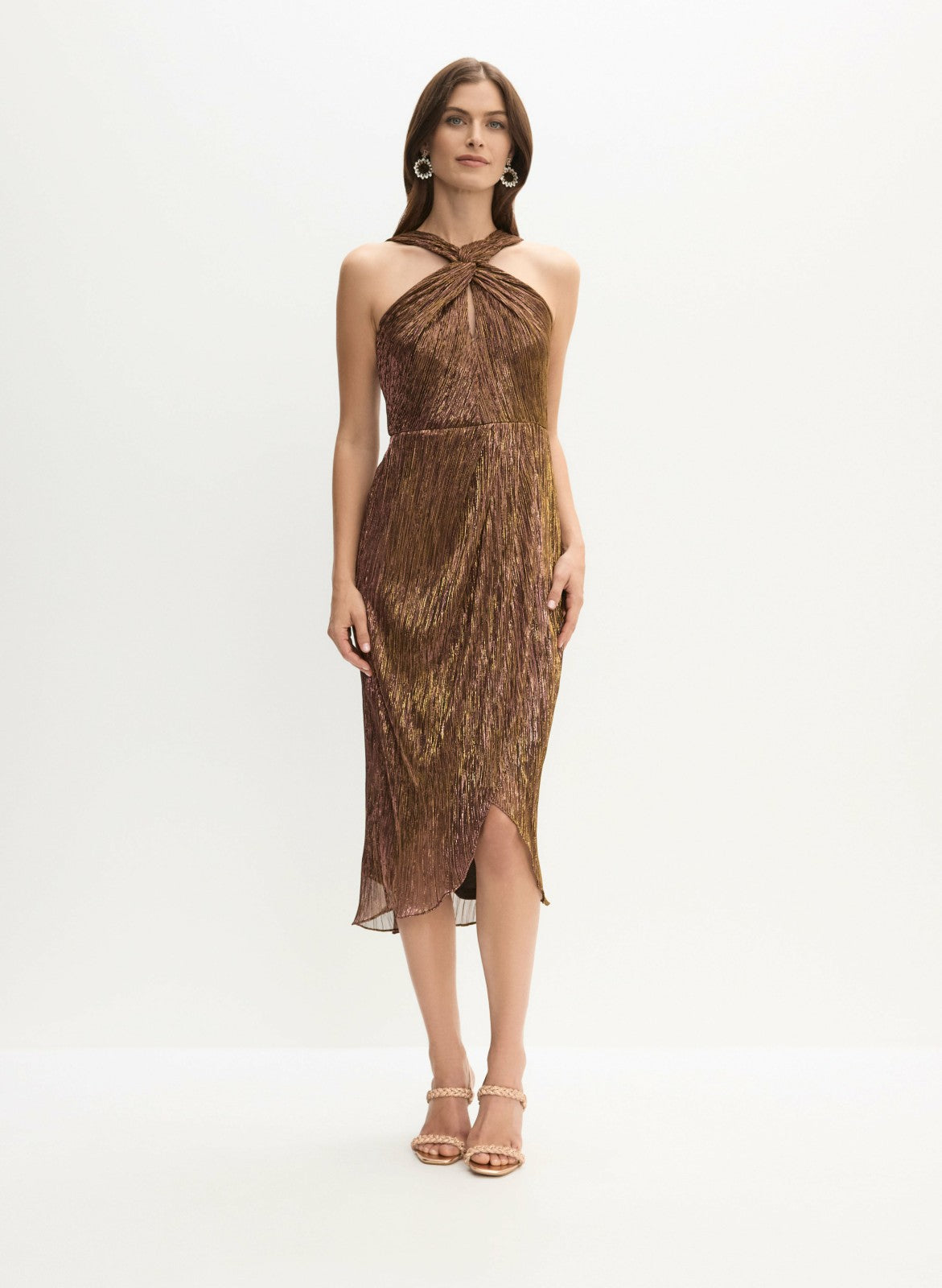 Women Adrianna Papell - Halter Neck Evening Dress Medallion | Melanie Lyne