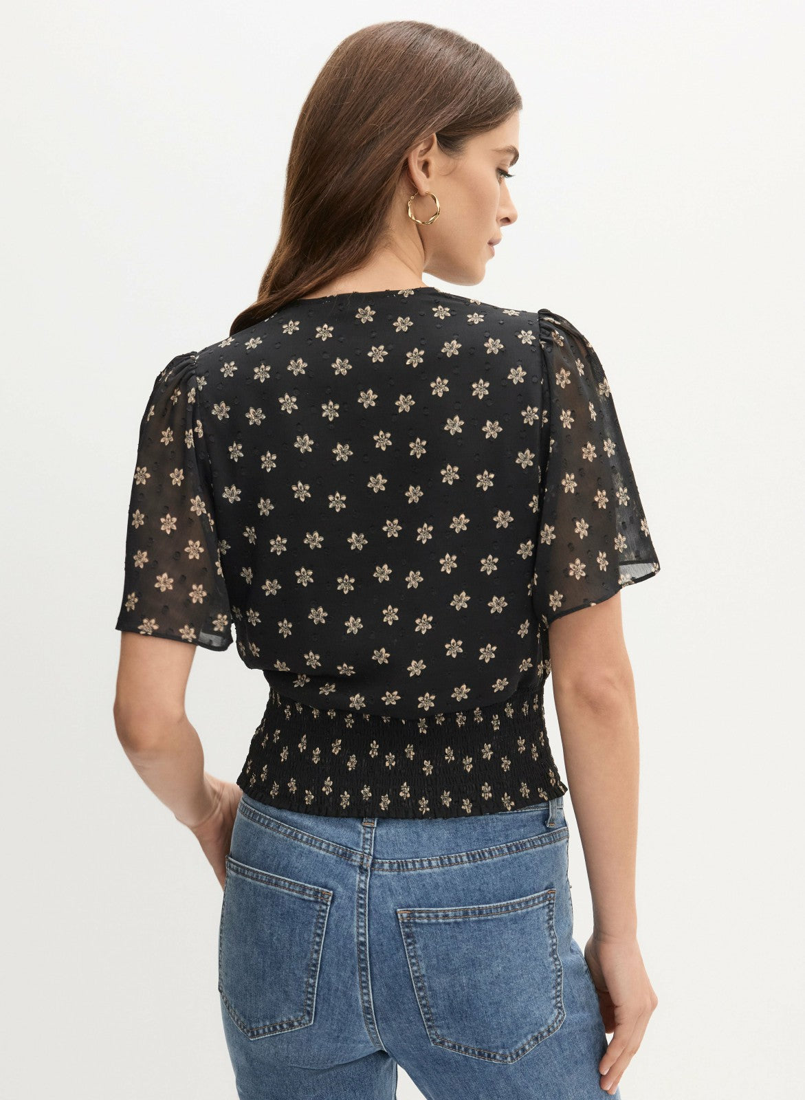 Women Floral Print Wrap-Style Blouse Black Pattern | Melanie Lyne