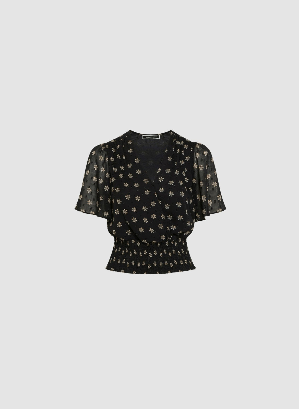 Women Floral Print Wrap-Style Blouse Black Pattern | Melanie Lyne