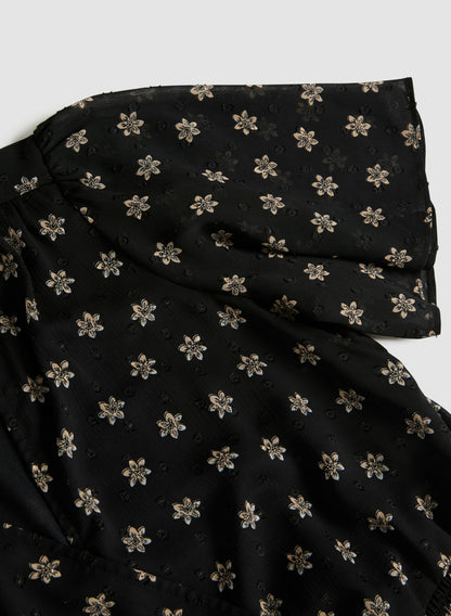 Women Floral Print Wrap-Style Blouse Black Pattern | Melanie Lyne