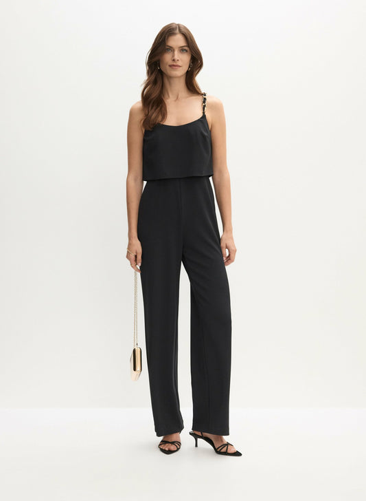 Women Adrianna Papell - Chain Strap Jumpsuit Black | Melanie Lyne