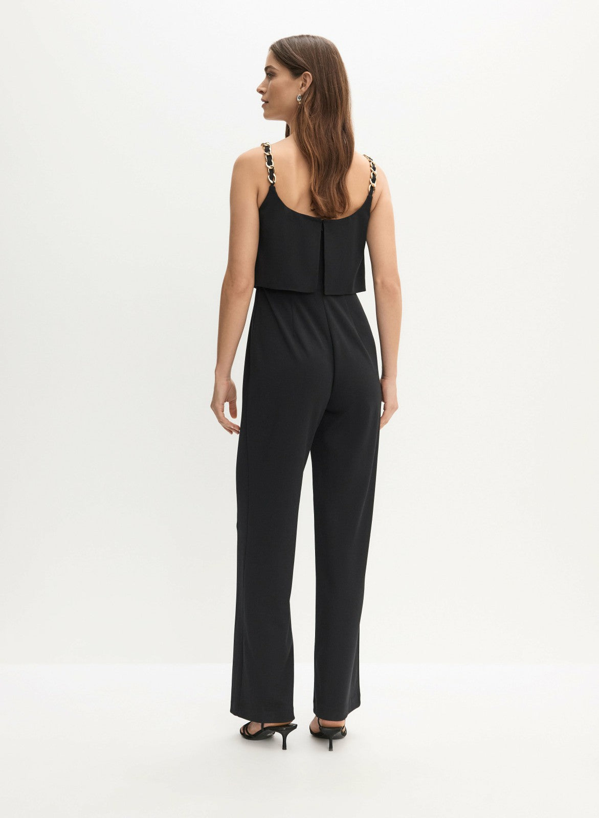 Women Adrianna Papell - Chain Strap Jumpsuit Black | Melanie Lyne