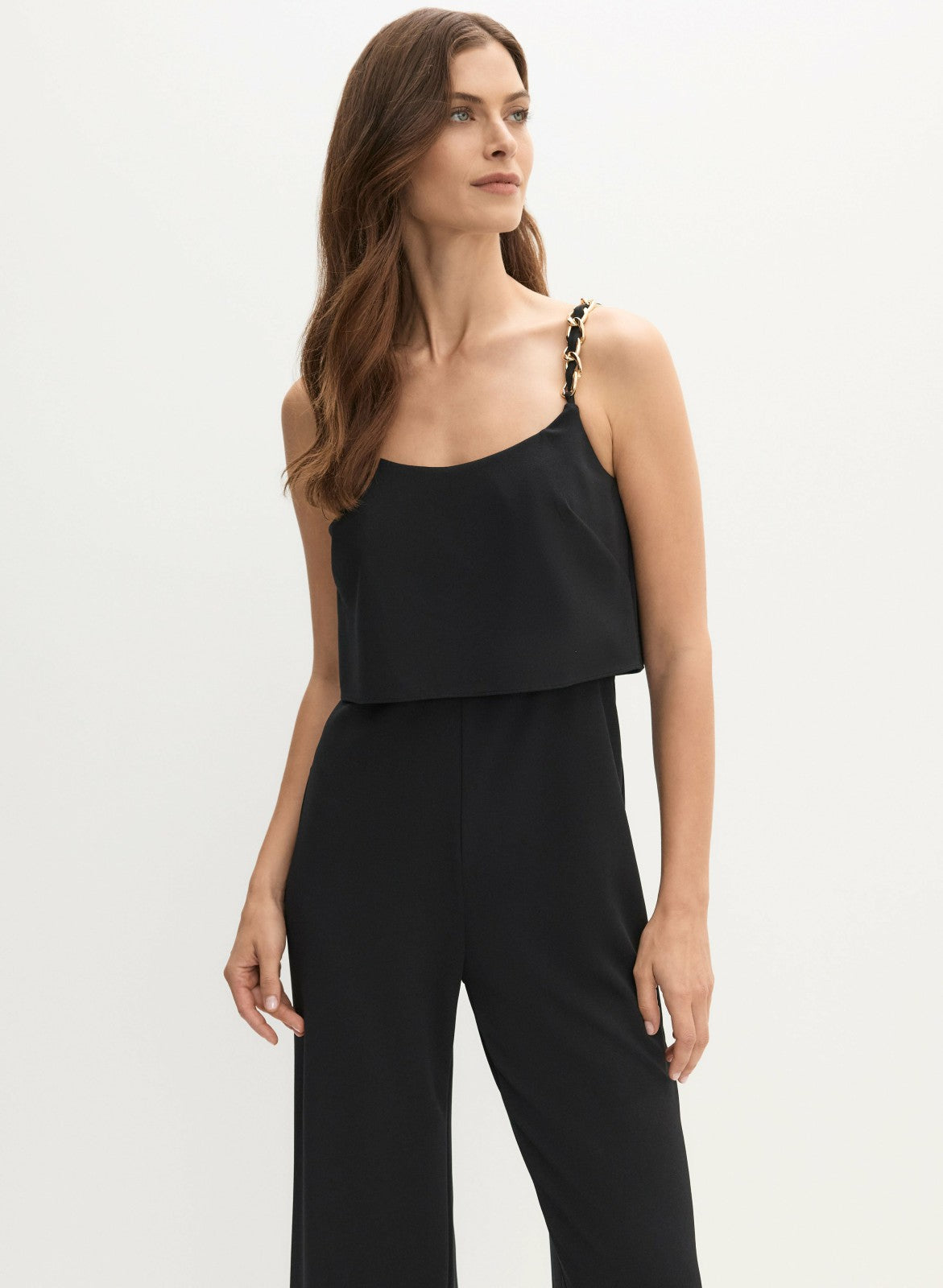 Women Adrianna Papell - Chain Strap Jumpsuit Black | Melanie Lyne