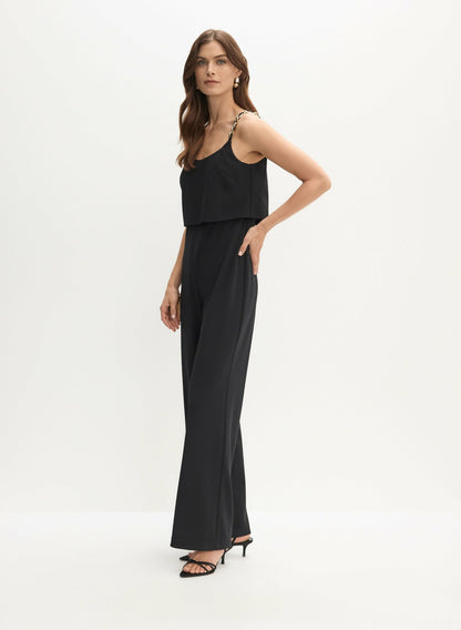 Women Adrianna Papell - Chain Strap Jumpsuit Black | Melanie Lyne