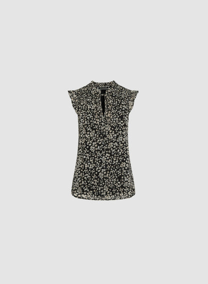 Women Floral Print Chiffon Blouse Black Pattern | Melanie Lyne