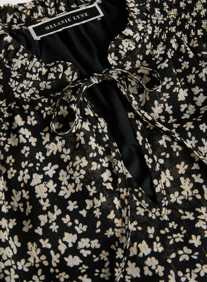 Women Floral Print Chiffon Blouse Black Pattern | Melanie Lyne