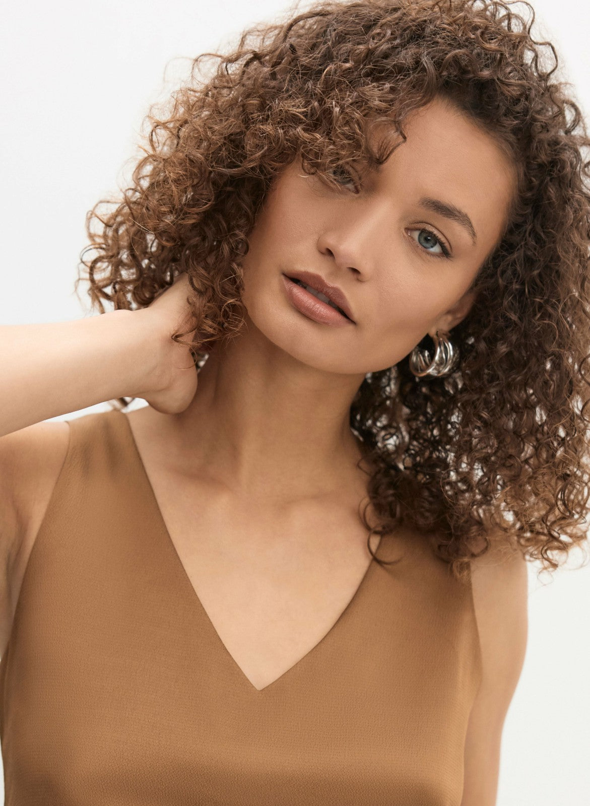 Women Essential V-Neck Satin Tank Top Brandy | Melanie Lyne