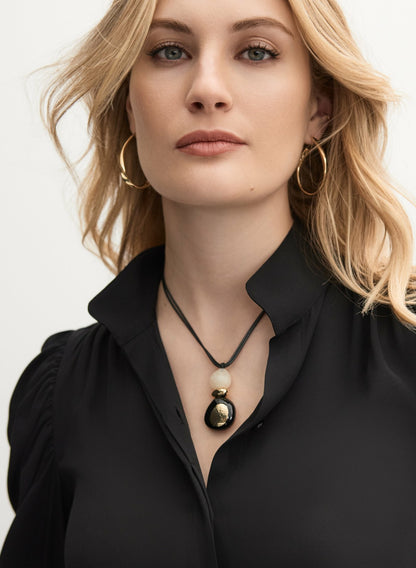 Women Stand Collar Blouse Black | Melanie Lyne