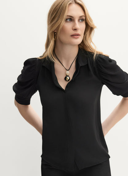 Women Stand Collar Blouse Black | Melanie Lyne