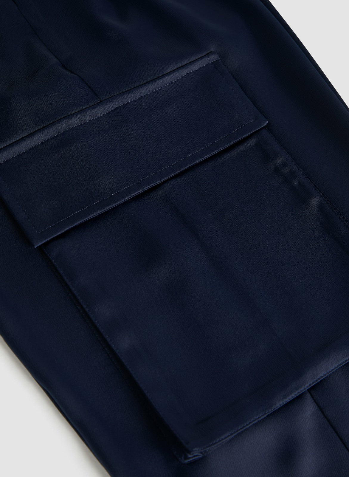 Women Satin Wide-Leg Cargo Pants Navy Blue | Melanie Lyne