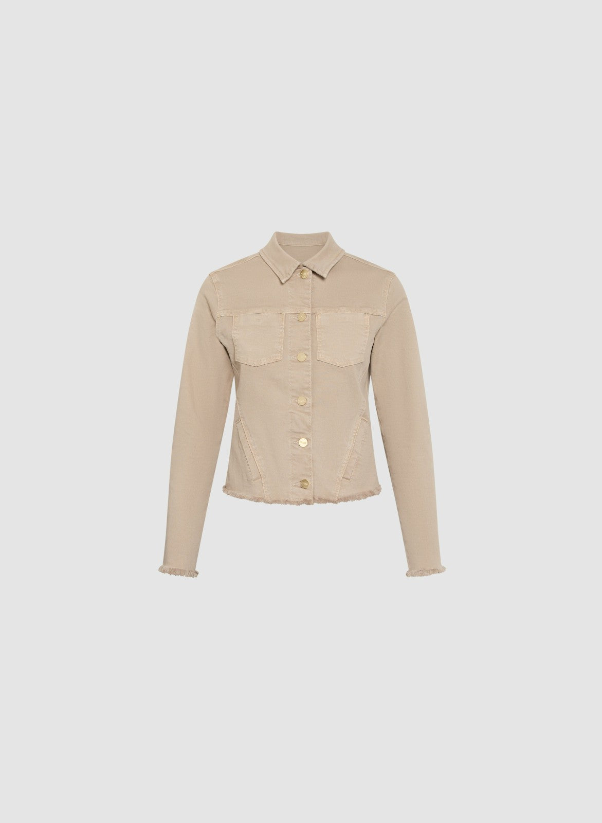 Women Frayed Hem Denim Jacket Oyster | Melanie Lyne