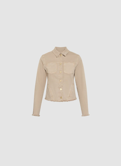 Women Frayed Hem Denim Jacket Oyster | Melanie Lyne