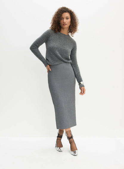 Women Long Pencil Skirt Sky Grey Mix | Melanie Lyne
