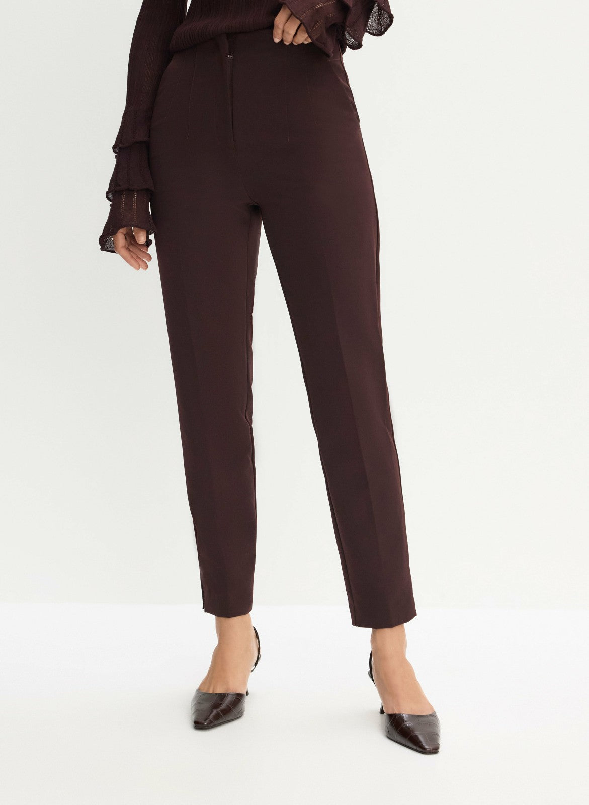Women Juliette Slim Leg Pants Maroon | Melanie Lyne