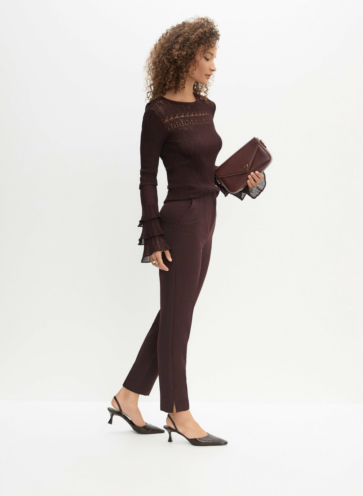 Women Juliette Slim Leg Pants Maroon | Melanie Lyne