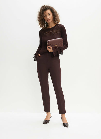 Women Juliette Slim Leg Pants Maroon | Melanie Lyne