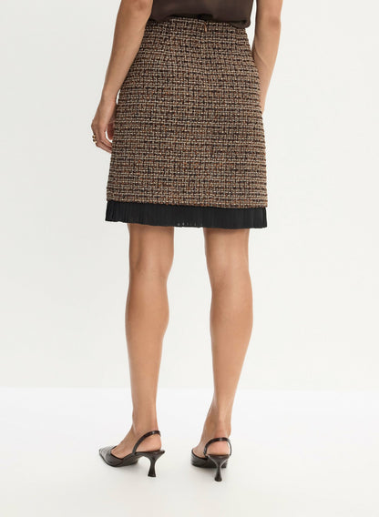 Women Pleated Hem Bouclé Skirt Cognac_blk | Melanie Lyne