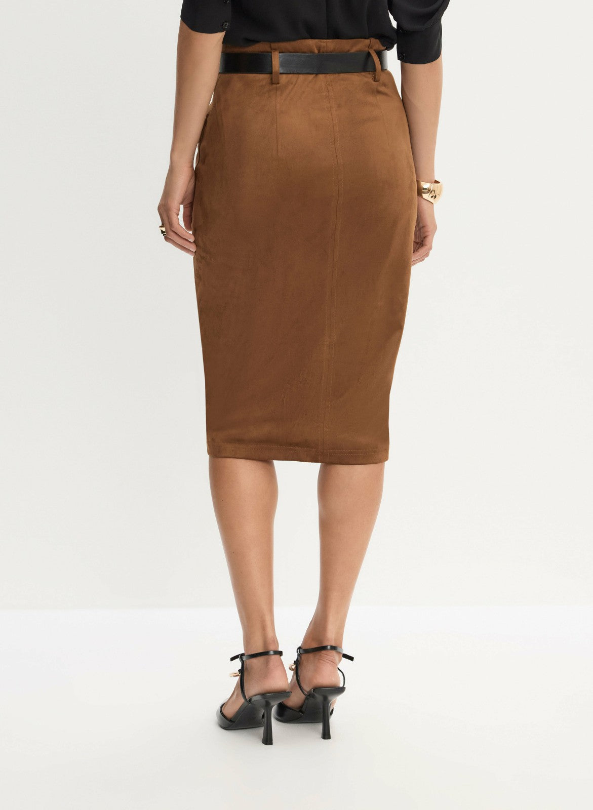 Women Faux Suede Skirt Cognac | Melanie Lyne