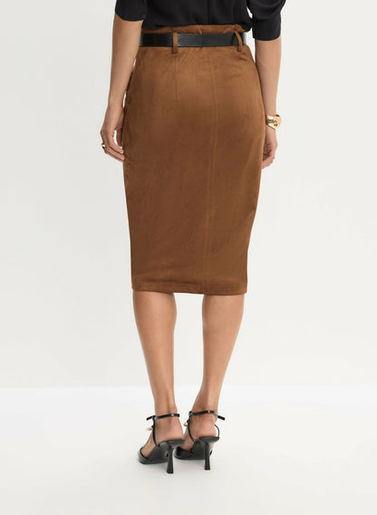 Women Faux Suede Skirt Cognac | Melanie Lyne
