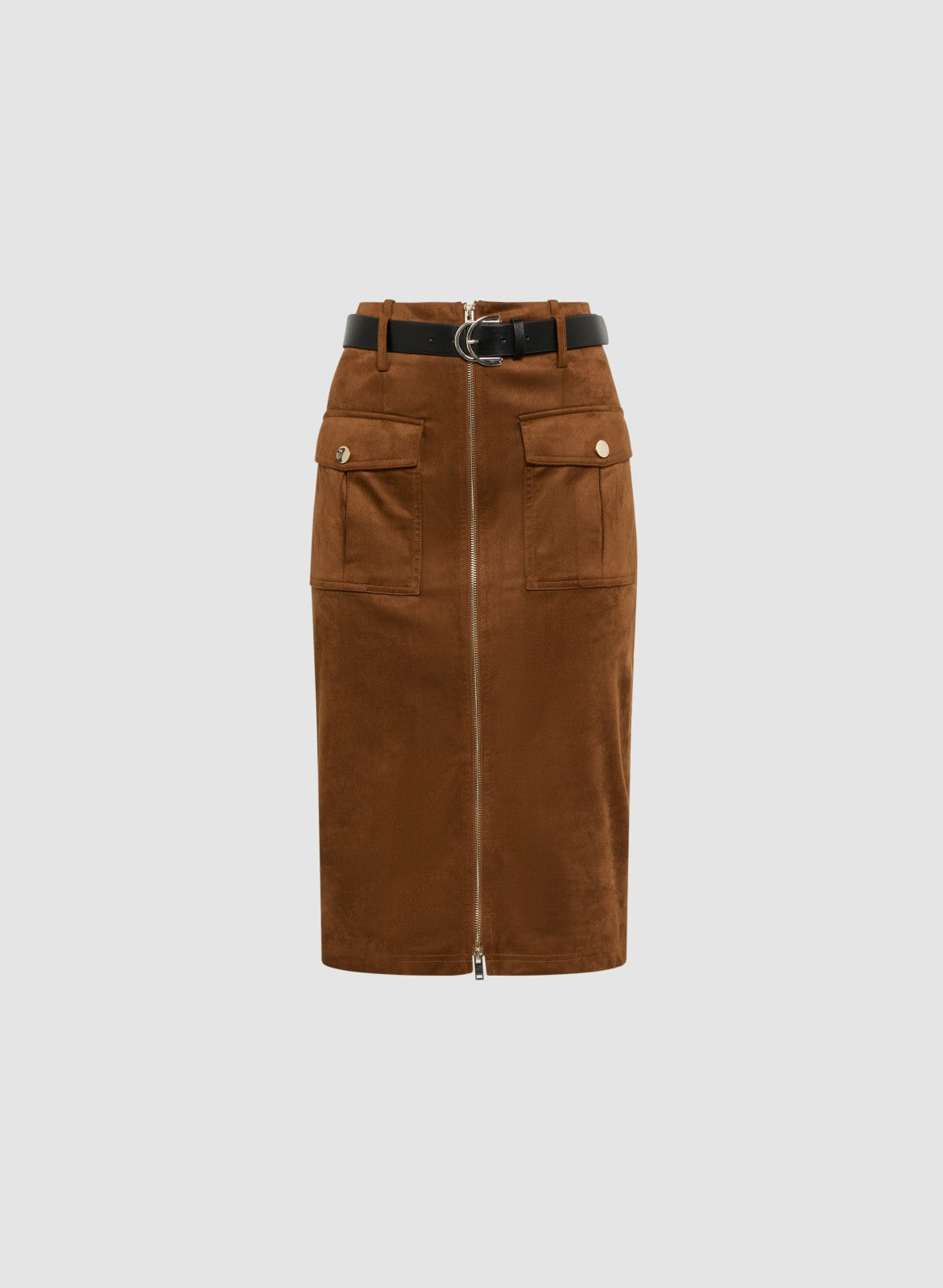 Women Faux Suede Skirt Cognac | Melanie Lyne