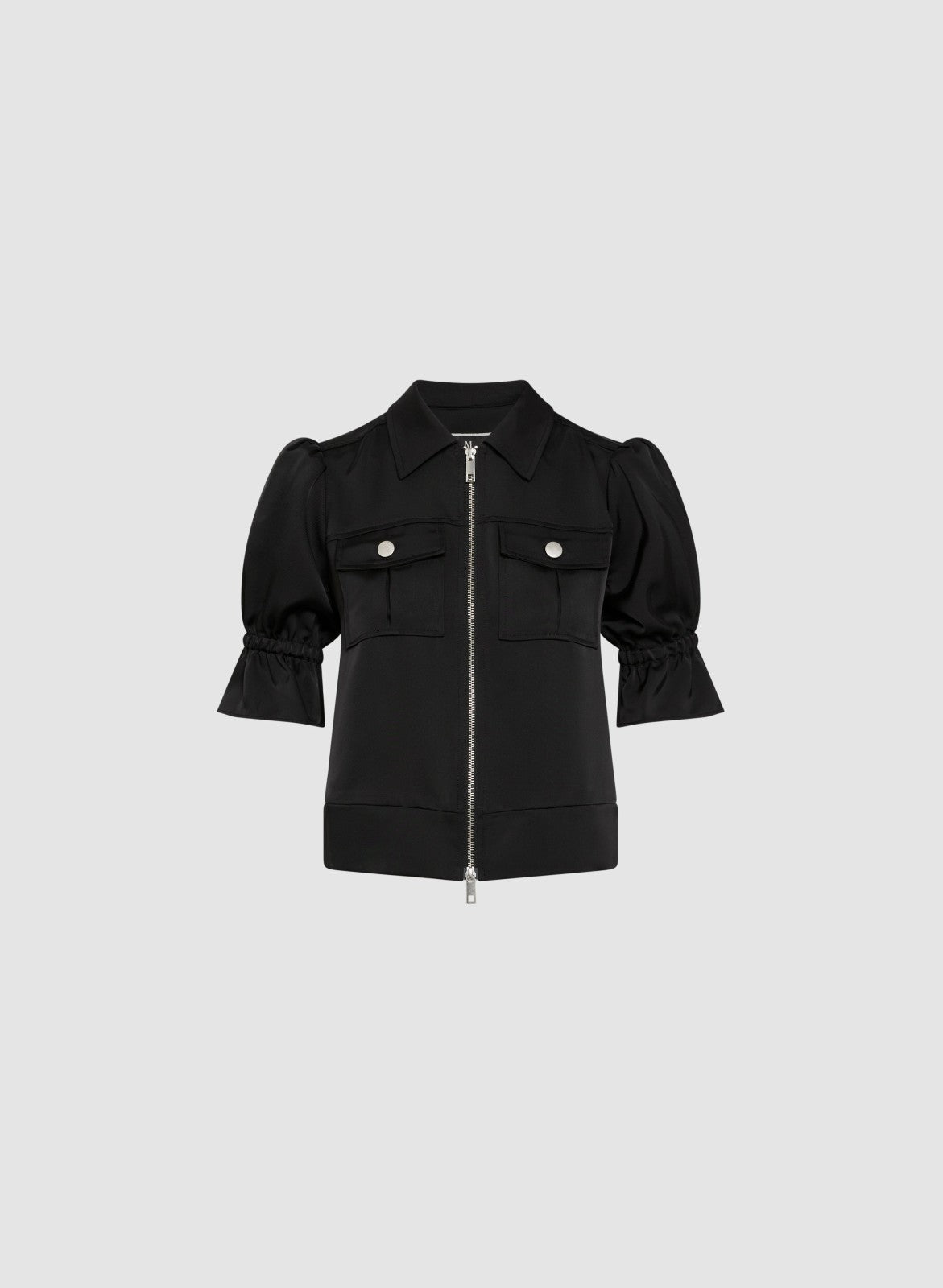 Women Ruffle Short Sleeve Jacket Black | Melanie Lyne