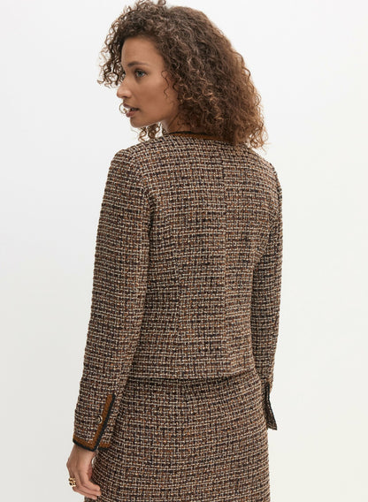Women Button-Up Bouclé Jacket Cognac_blk | Melanie Lyne