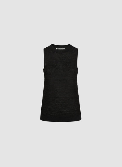 Women Essential Sleeveless Textured Sweater Black | Melanie Lyne