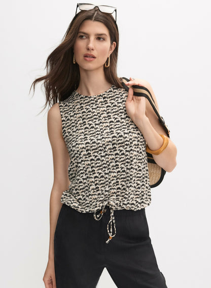 Women Abstract Animal Print Top Black & White | Melanie Lyne