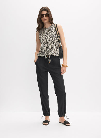 Women Abstract Animal Print Top Black & White | Melanie Lyne