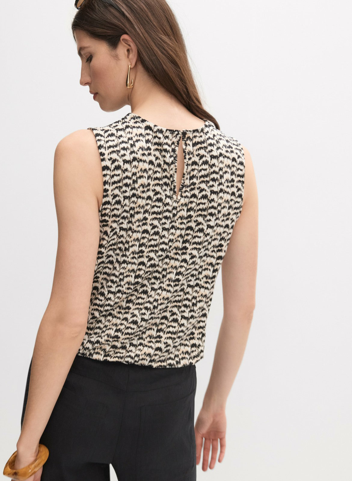 Women Abstract Animal Print Top Black & White | Melanie Lyne