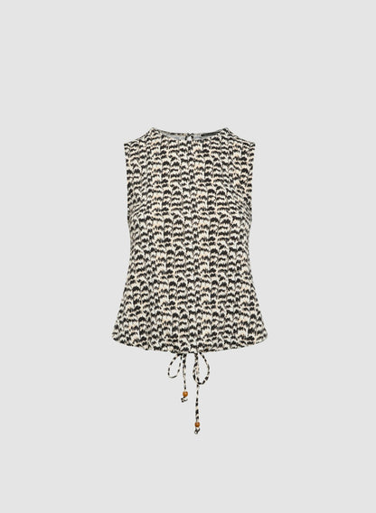 Women Abstract Animal Print Top Black & White | Melanie Lyne