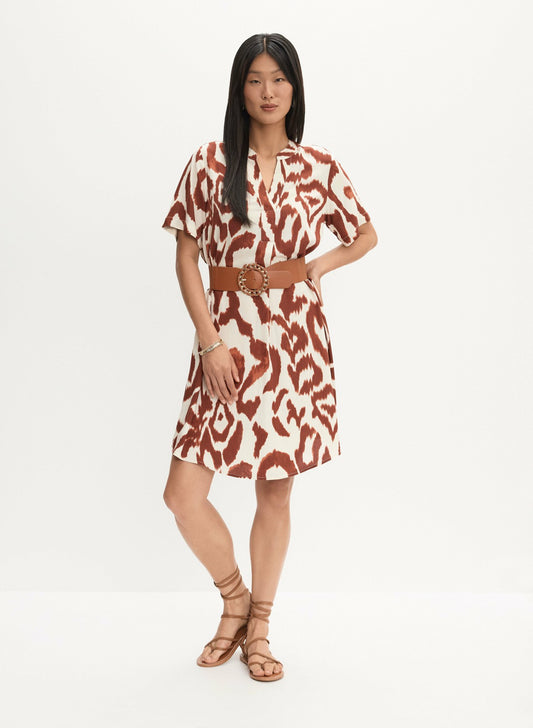 Women Abstract Print Short Dress Tawny | Melanie Lyne