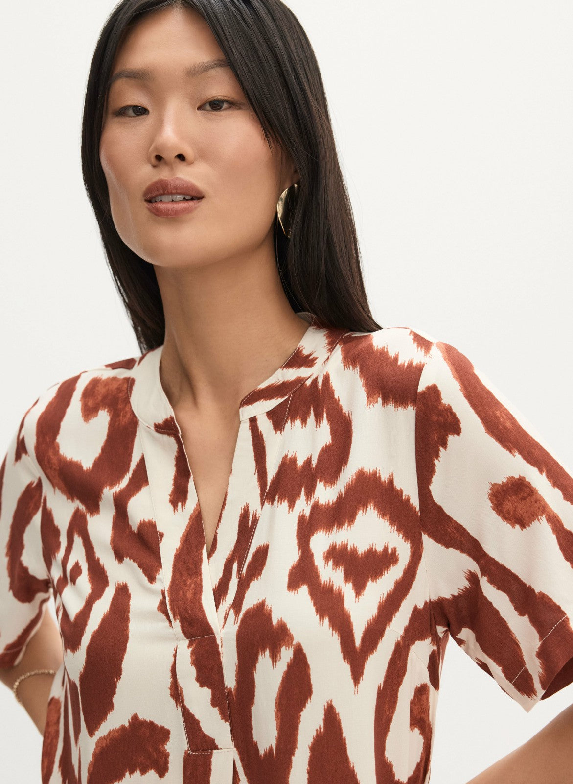 Women Abstract Print Short Dress Tawny | Melanie Lyne