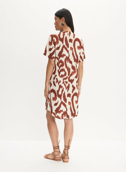 Women Abstract Print Short Dress Tawny | Melanie Lyne