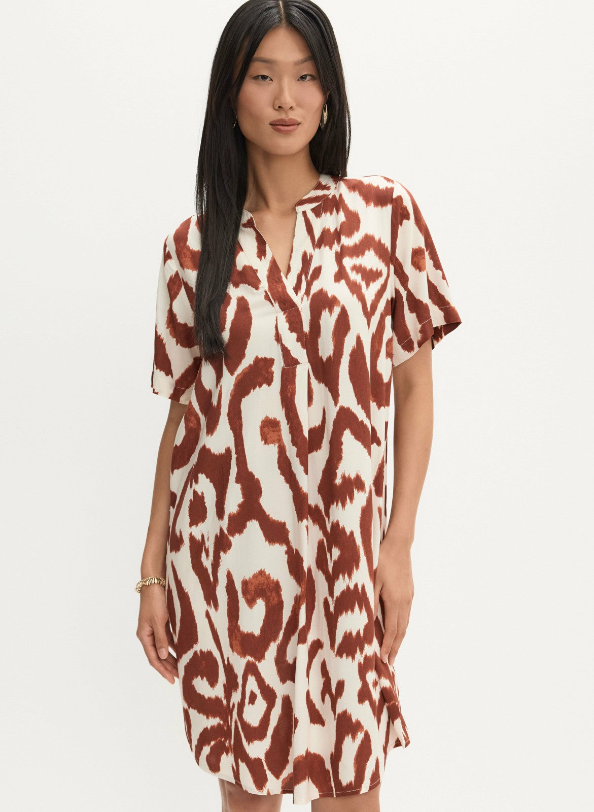 Women Abstract Print Short Dress Tawny | Melanie Lyne