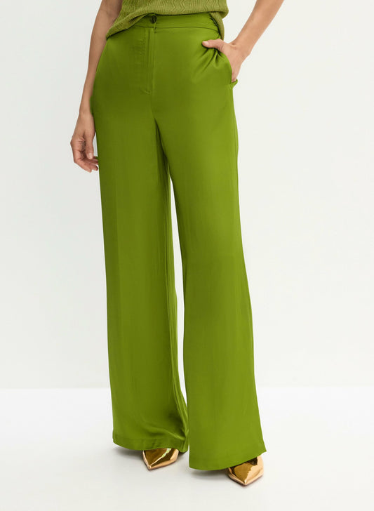 Women Satin Wide Leg Pants Avocado | Melanie Lyne