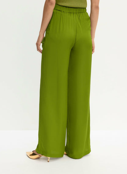 Women Satin Wide Leg Pants Avocado | Melanie Lyne