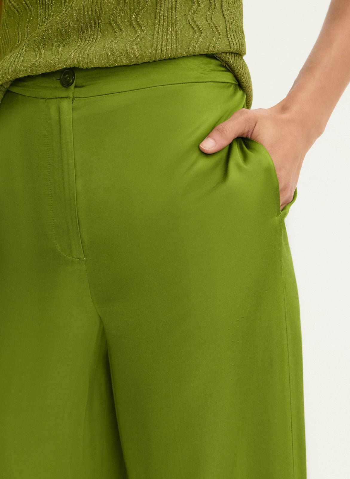 Women Satin Wide Leg Pants Avocado | Melanie Lyne