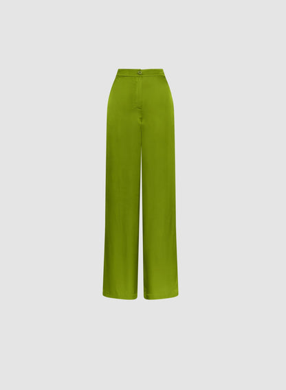 Women Satin Wide Leg Pants Avocado | Melanie Lyne