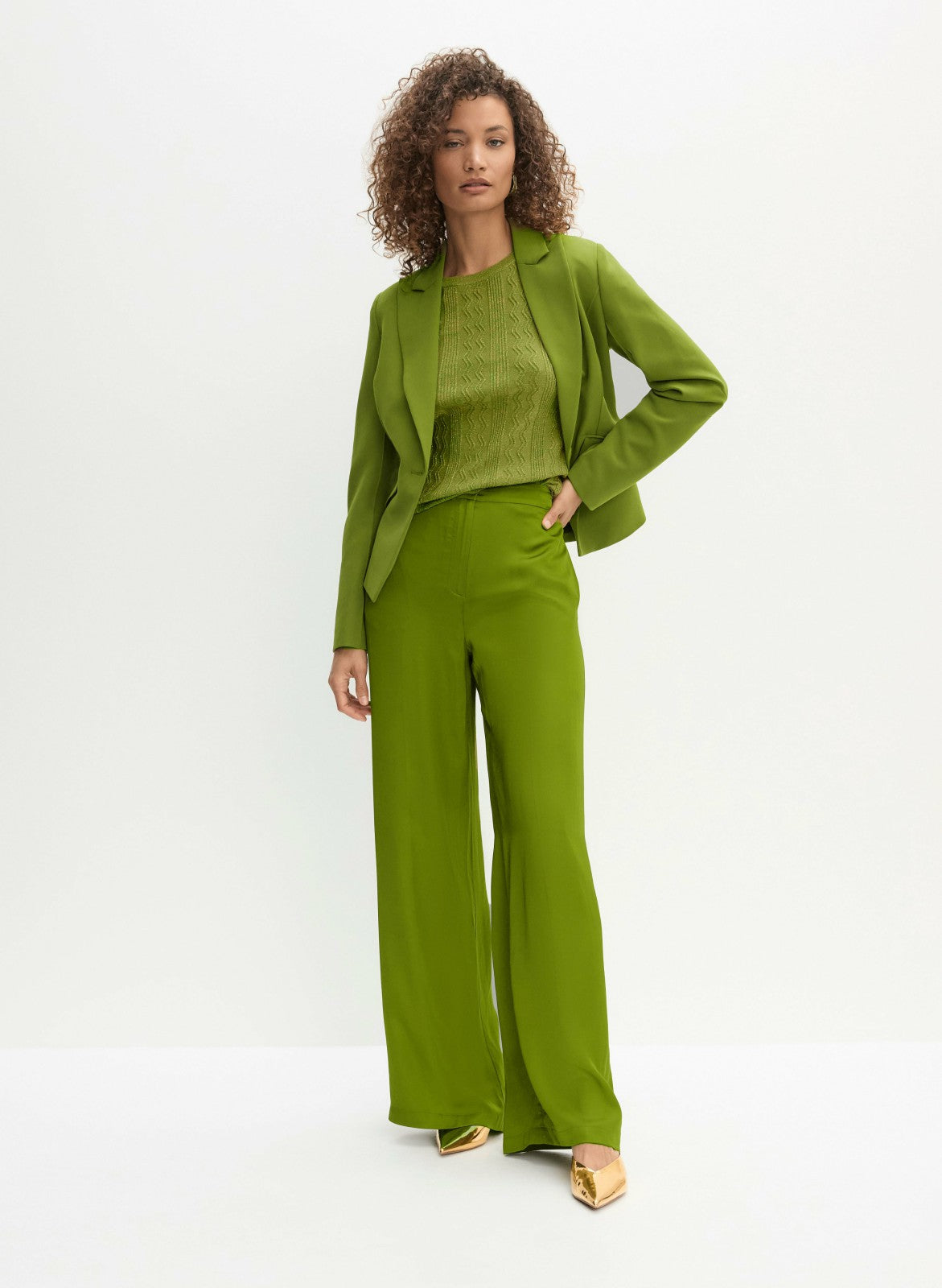 Women Satin Wide Leg Pants Avocado | Melanie Lyne